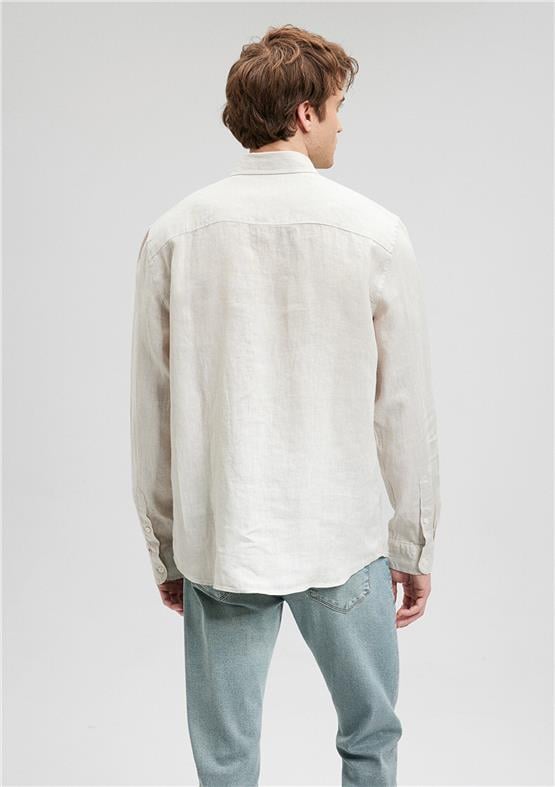 Mavi M021190-70144 Ay Taşı Beji Erkek Slim Keten Gömlek