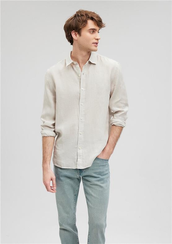 Mavi M021190-70144 Ay Taşı Beji Erkek Slim Keten Gömlek