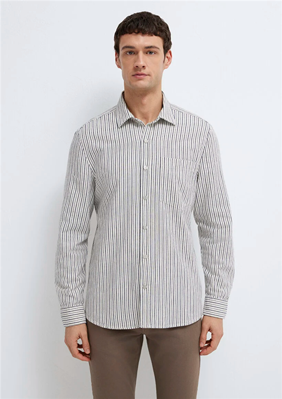 Mavı M0211914-18790 Indıgo Erkek Regular Cızgılı Gomlek