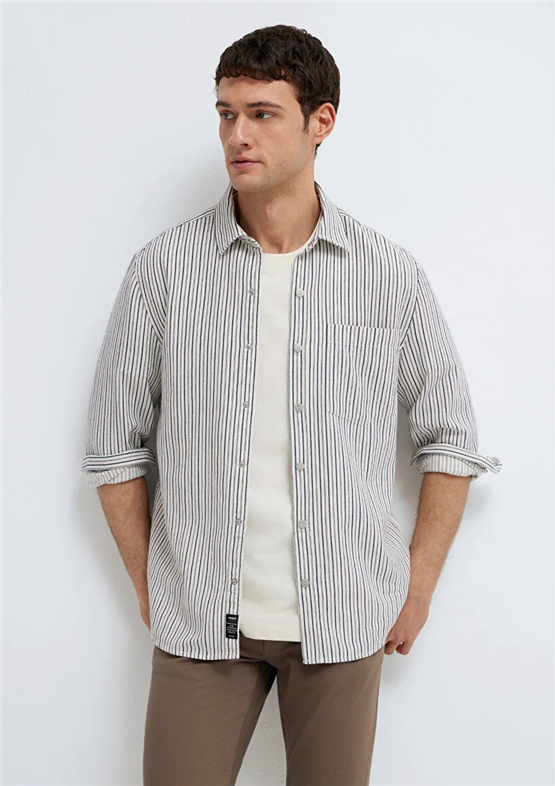 Mavı M0211914-18790 Indıgo Erkek Regular Cızgılı Gomlek