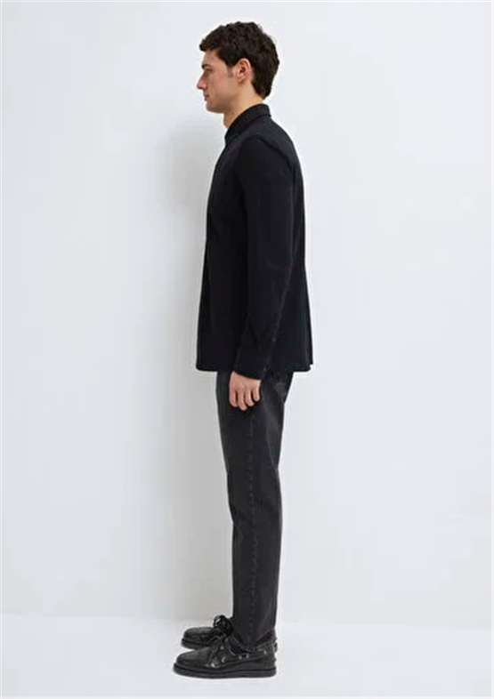 Mavı M0212062-900 Sıyah Erkek Regular Uzun Kollu Duz Gomlek