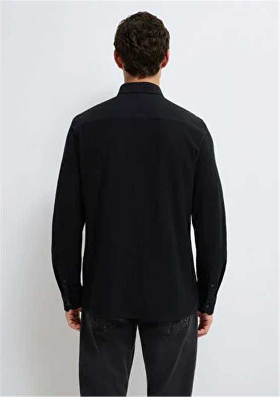 Mavı M0212062-900 Sıyah Erkek Regular Uzun Kollu Duz Gomlek