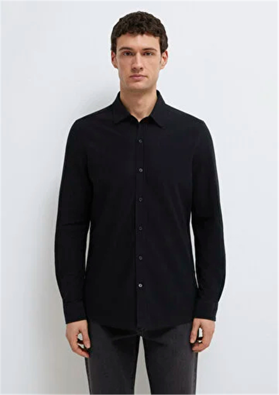 Mavı M0212062-900 Sıyah Erkek Regular Uzun Kollu Duz Gomlek