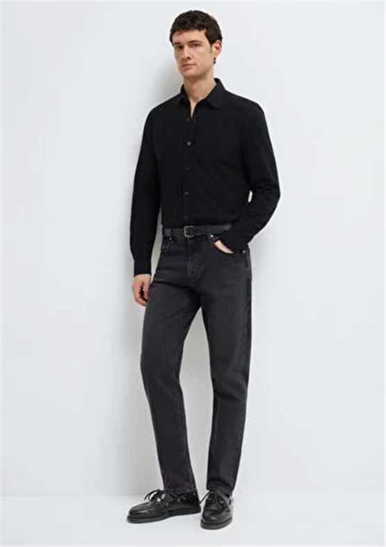 Mavı M0212062-900 Sıyah Erkek Regular Uzun Kollu Duz Gomlek