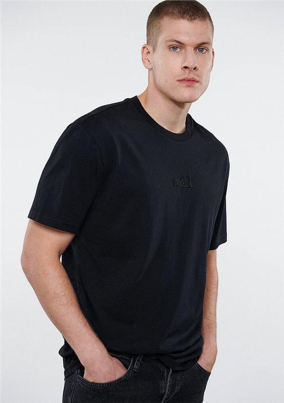 Mavi M0610100-900 Siyah Erkek Loose Mavi Baskılı T-Shirt