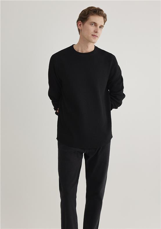 Mavı M0610106-900 Sıyah Erkek Slım Uzun Kollu Sweatshirt