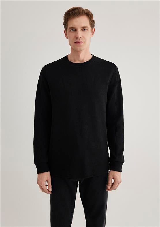 Mavı M0610106-900 Sıyah Erkek Slım Uzun Kollu Sweatshirt