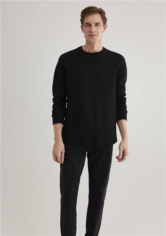 Mavı M0610106-900 Sıyah Erkek Slım Uzun Kollu Sweatshirt