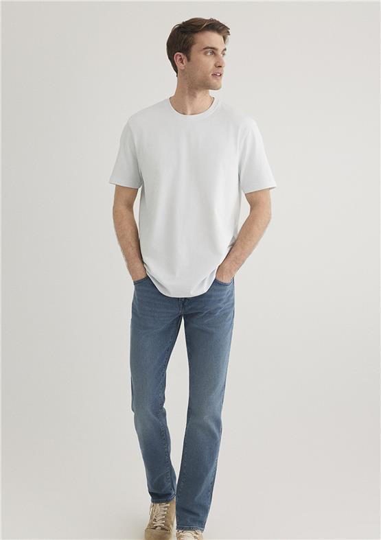 Mavı M0610252-70793 Illusıon Blue Erkek Regular Basıc Bısıklet Yaka T-Shırt