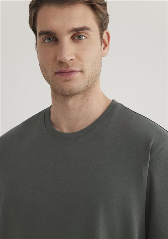 Mavı M0610252-71598 Yosun Yesılı Erkek Regular Basıc Bısıklet Yaka T-Shırt