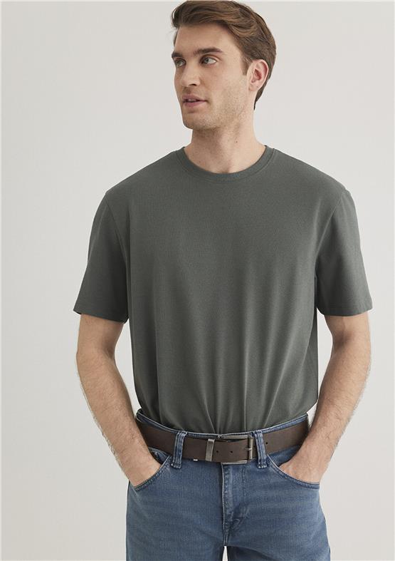 Mavı M0610252-71598 Yosun Yesılı Erkek Regular Basıc Bısıklet Yaka T-Shırt