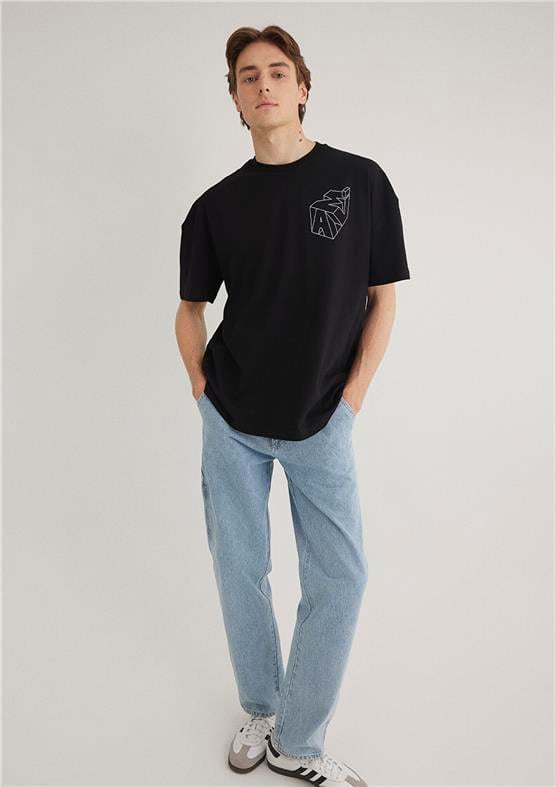 Mavi M0610320-900 Siyah Erkek Mavi Baskılı T-Shirt