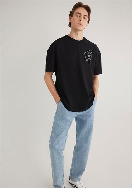 Mavi M0610320-900 Siyah Erkek Mavi Baskılı T-Shirt