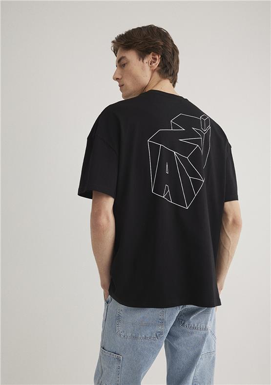 Mavi M0610320-900 Siyah Erkek Mavi Baskılı T-Shirt