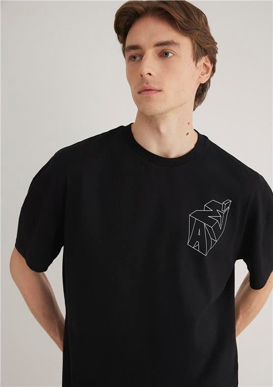 Mavi M0610320-900 Siyah Erkek Mavi Baskılı T-Shirt