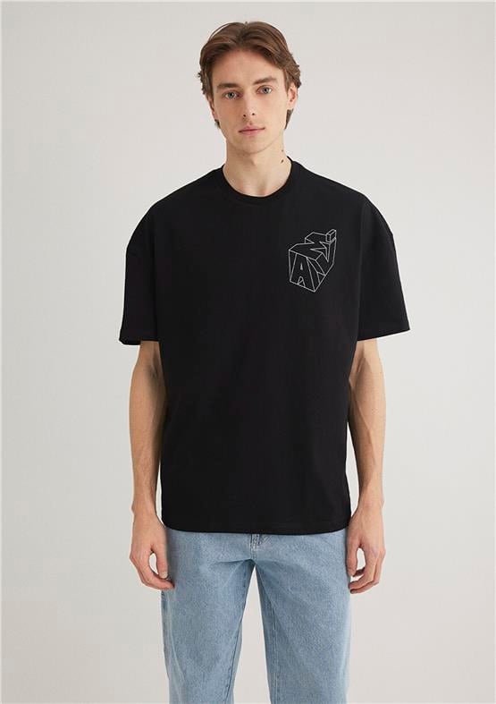 Mavi M0610320-900 Siyah Erkek Mavi Baskılı T-Shirt