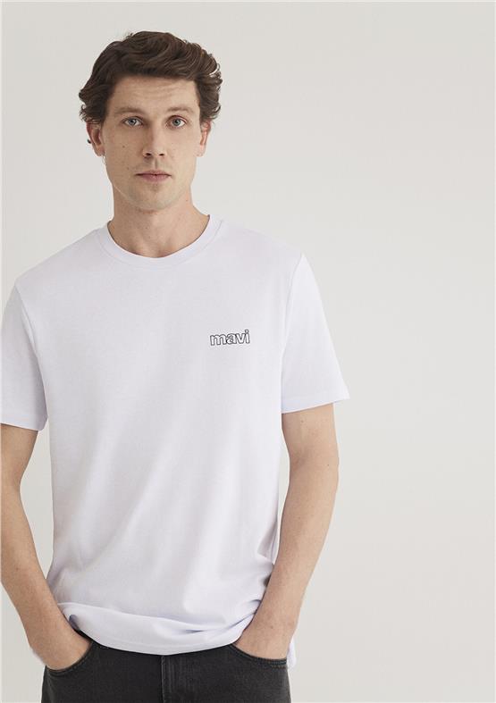 Mavi M0610360-620 Beyaz Erkek Slim Basic T-Shirt