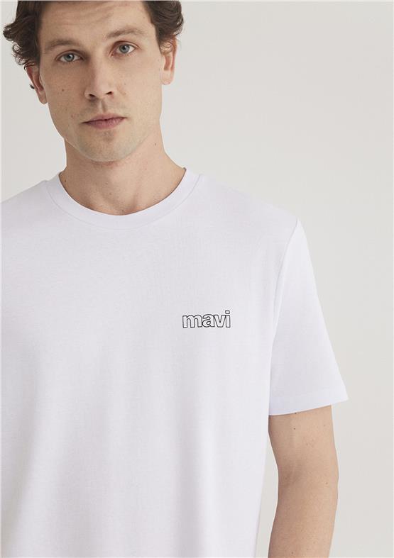 Mavi M0610360-620 Beyaz Erkek Slim Basic T-Shirt