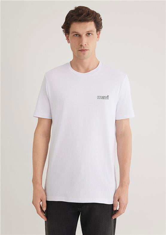 Mavi M0610360-620 Beyaz Erkek Slim Basic T-Shirt