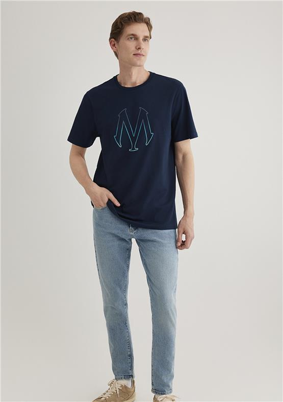 Mavi M0610635-70490 Gece Lacivert Erkek Regular Mavi Baskılı T-Shirt