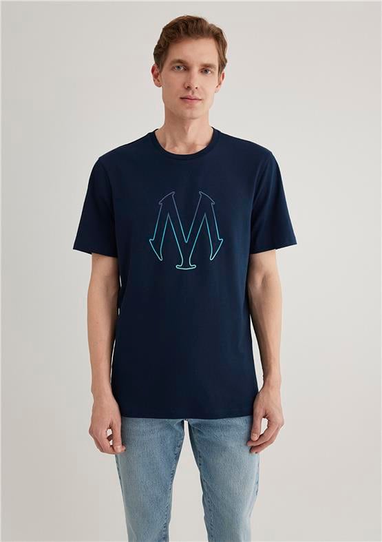 Mavi M0610635-70490 Gece Lacivert Erkek Regular Mavi Baskılı T-Shirt
