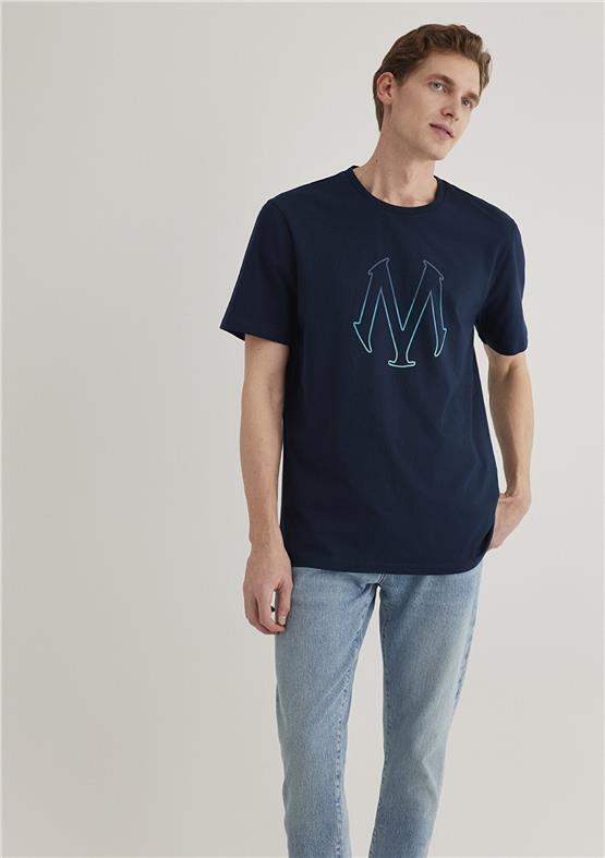 Mavi M0610635-70490 Gece Lacivert Erkek Regular Mavi Baskılı T-Shirt