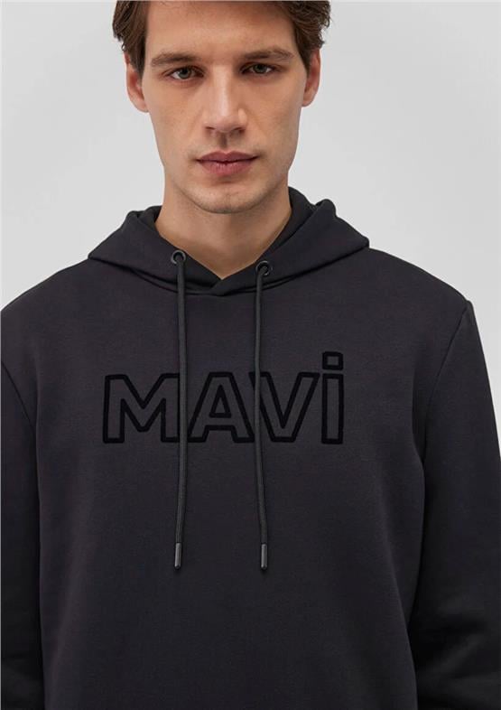 Mavı M0610941-900 Sıyah Erkek Mavı Logo Baskılı Kapusonlu Regular Sweatshırt