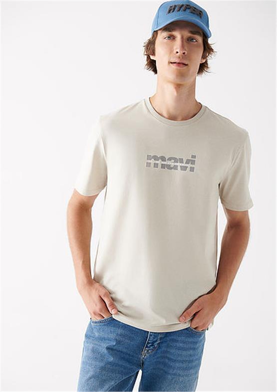 Mavi M0610943-70144 Ay Taşı Beji Erkek Regular Mavi Baskılı T-Shirt