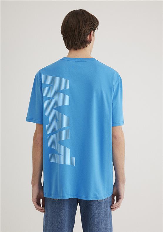 Mavı M0611311-70772 Marın Mavı Erkek Loose Mavı Logo Baskılı T-Shırt