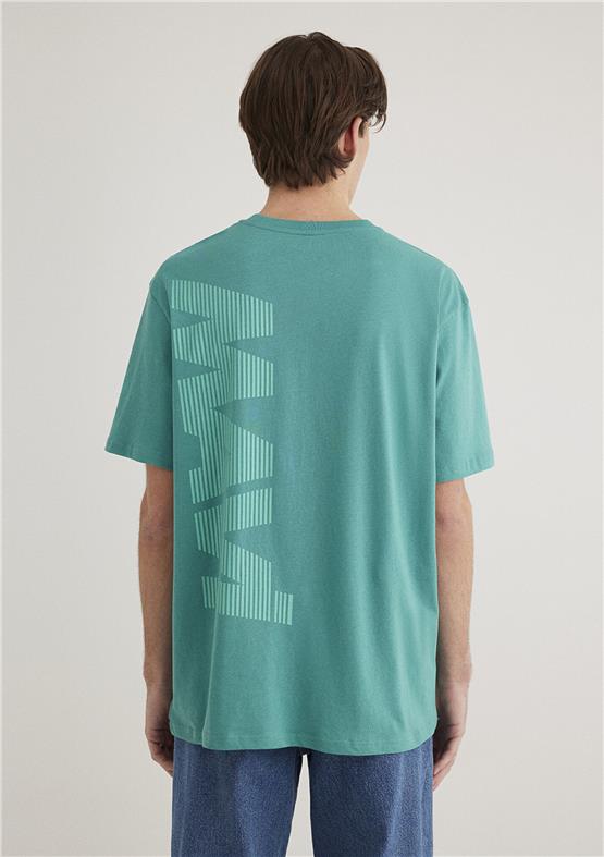 Mavı M0611311-71824 Turkuaz Erkek Loose Mavı Logo Baskılı T-Shırt