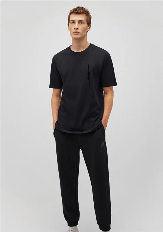 Mavı M0611313-900 Sıyah Erkek Loose Mavı Baskılı T-Shırt