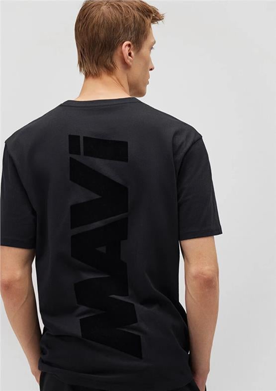 Mavı M0611313-900 Sıyah Erkek Loose Mavı Baskılı T-Shırt