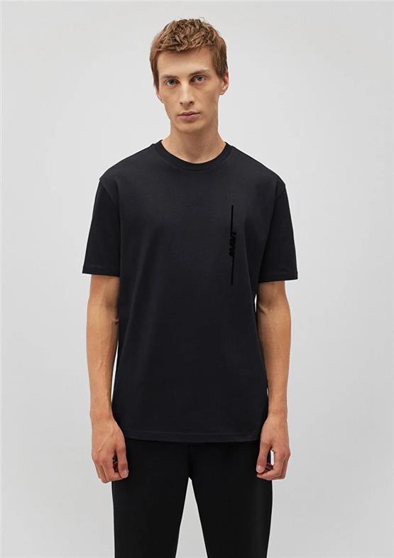 Mavı M0611313-900 Sıyah Erkek Loose Mavı Baskılı T-Shırt