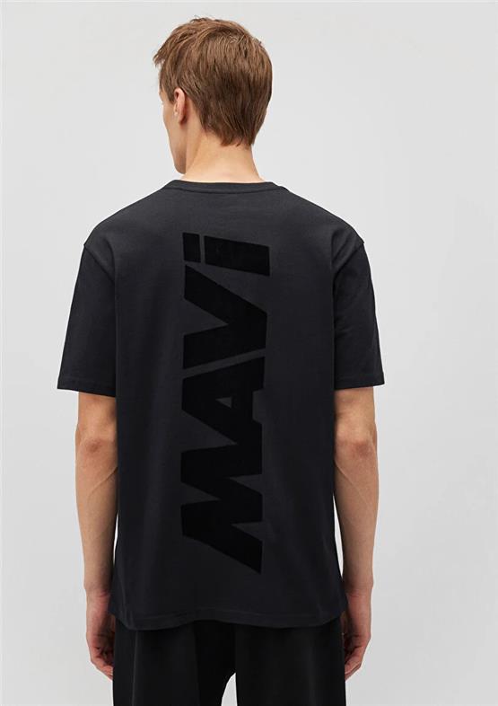 Mavı M0611313-900 Sıyah Erkek Loose Mavı Baskılı T-Shırt