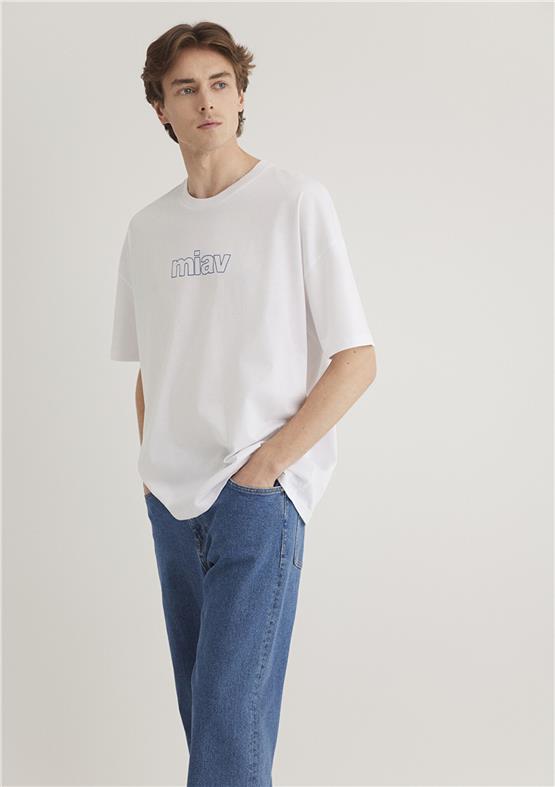 Mavi M0611704-620 Beyaz Erkek Oversize Miav T-Shirt