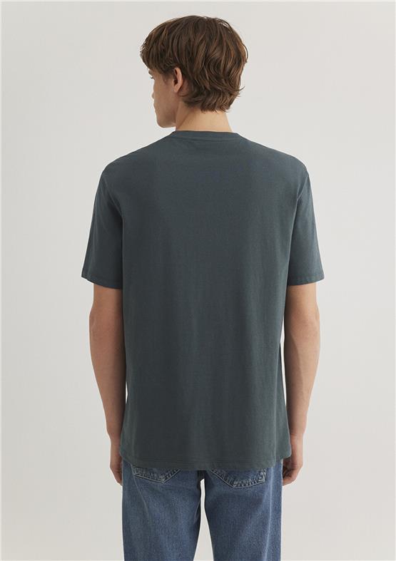 Mavı M0611711-71598 Yosun Yesılı Erkek Loose Mavı Logo Baskılı T-Shırt