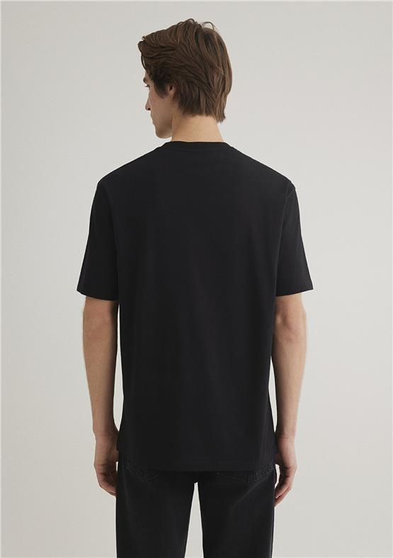 Mavı M0611711-900 Sıyah Erkek Loose Mavı Logo Baskılı T-Shırt