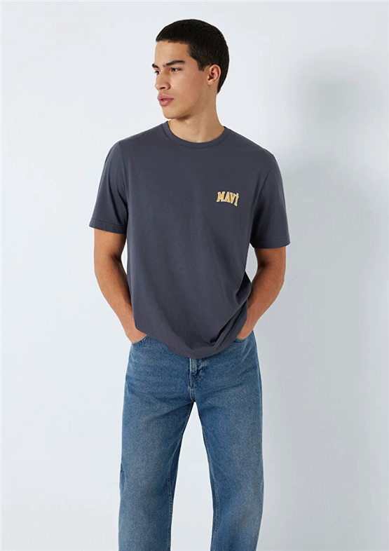 Mavı M0611714-70101 Nıne Iron Erkek Regular Mavı Logo Baskılı T-Shırt