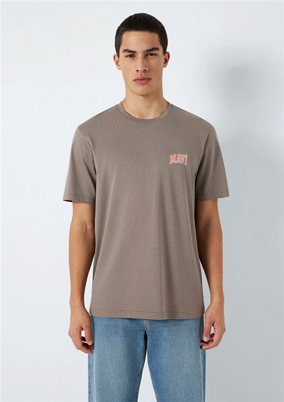 Mavı M0611714-87875 Falcon Erkek Regular Mavı Logo Baskılı T-Shırt