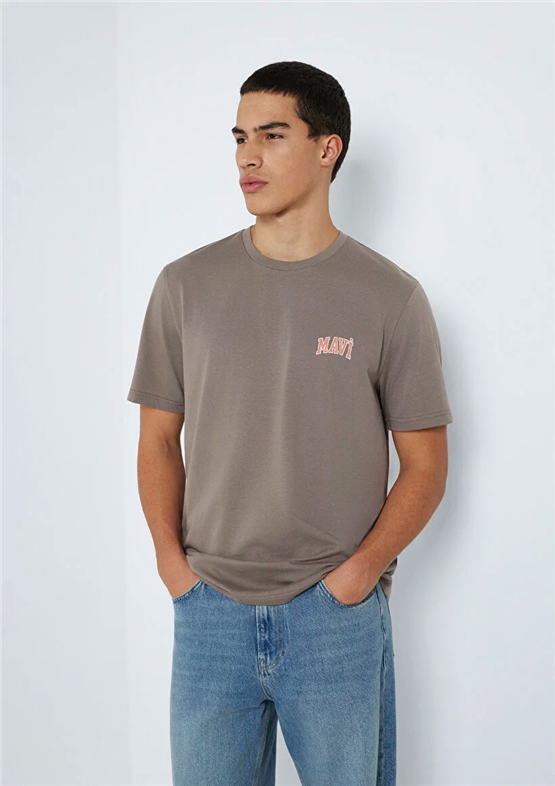 Mavı M0611714-87875 Falcon Erkek Regular Mavı Logo Baskılı T-Shırt