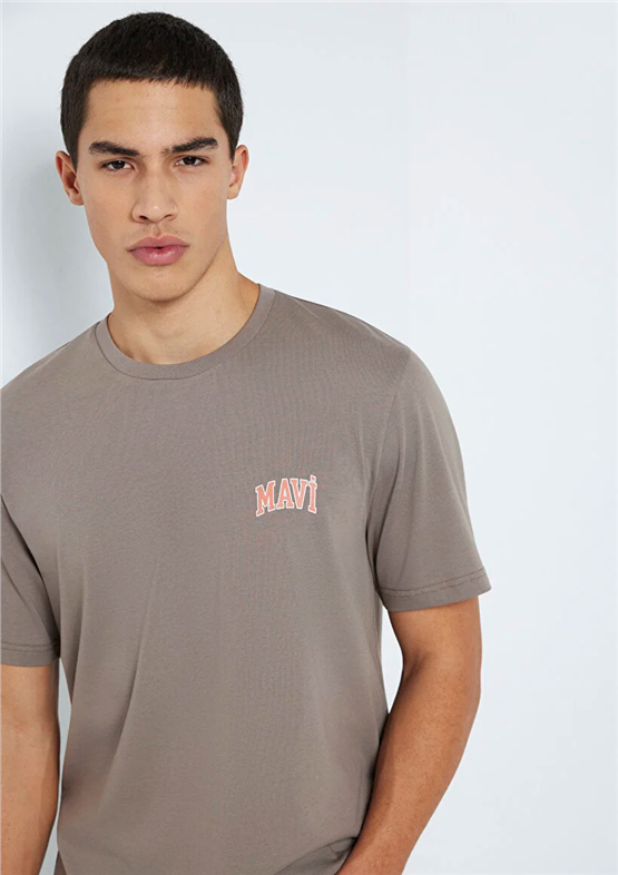 Mavı M0611714-87875 Falcon Erkek Regular Mavı Logo Baskılı T-Shırt