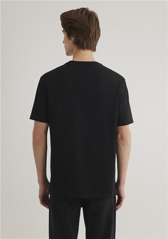 Mavı M0611745-900 Sıyah Erkek Loose Mavı Jeans Baskılı T-Shırt