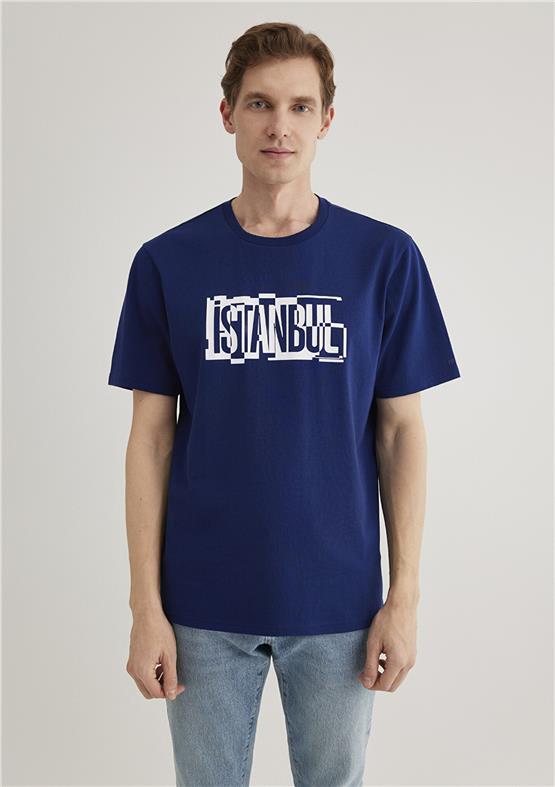 Mavi M0611789-70758 Derin Lacivert Erkek Regular İstanbul Baskılı T-Shirt