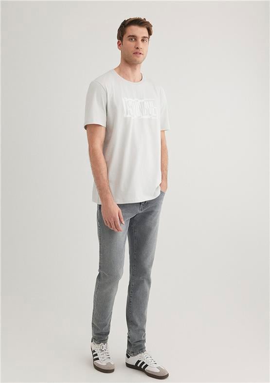 Mavi M0611789-80618 Sis Gri Erkek Regular İstanbul Baskılı T-Shirt