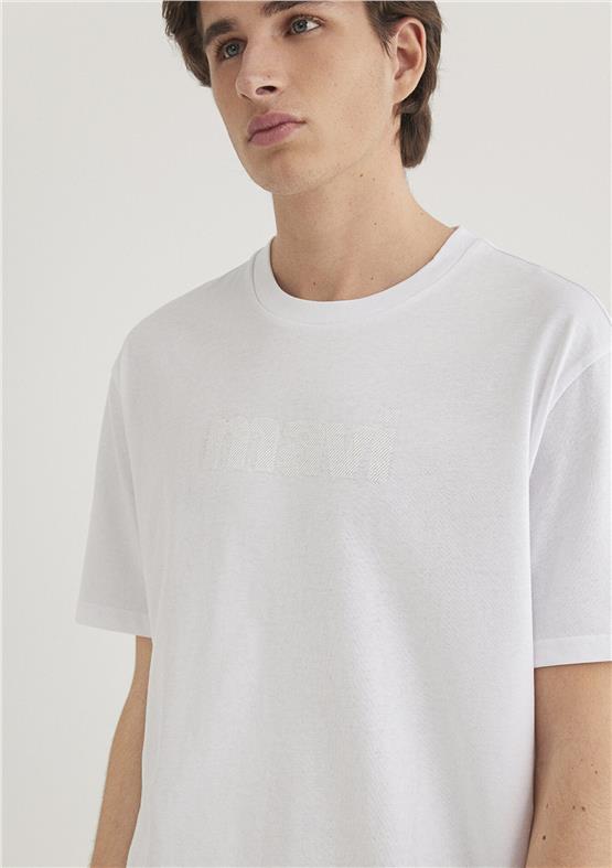 Mavi M0611807-620 Beyaz Erkek Loose Mavi Logo T-Shirt
