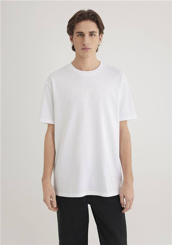 Mavi M0611807-620 Beyaz Erkek Loose Mavi Logo T-Shirt