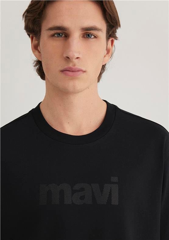 Mavi M0611807-900 Siyah Erkek Loose Mavi Logo T-Shirt