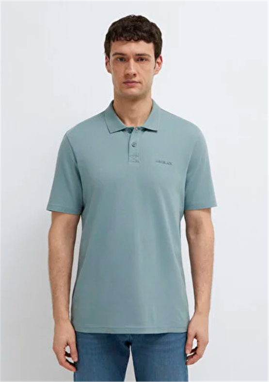 Mavı M0611837-70118 Kursun Grı Erkek Regular Modellı Polo Yaka T-Shırt