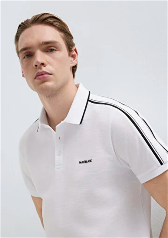 Mavı M0611838-620 Beyaz Erkek Regular Modellı Polo Yaka T-Shırt