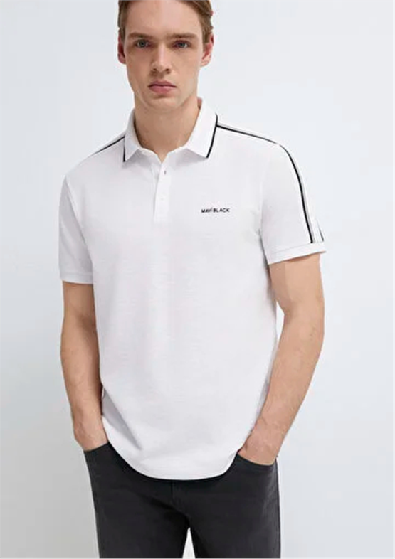 Mavı M0611838-620 Beyaz Erkek Regular Modellı Polo Yaka T-Shırt